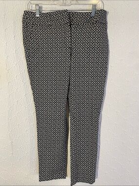 LOFT Black and White Patterned Curvy Pants size 6